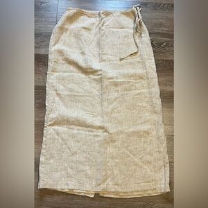Sunbelt vintage cream linen wrap maxi skirt, size Large.